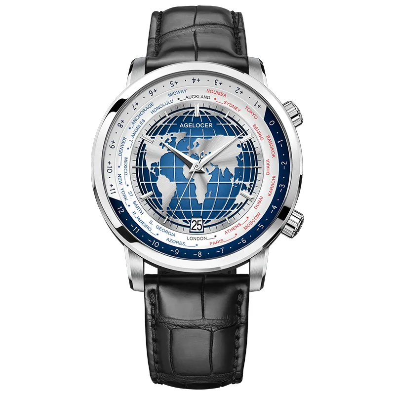 Mens Watches Mechanical Automatic: Agelocer World Time Power