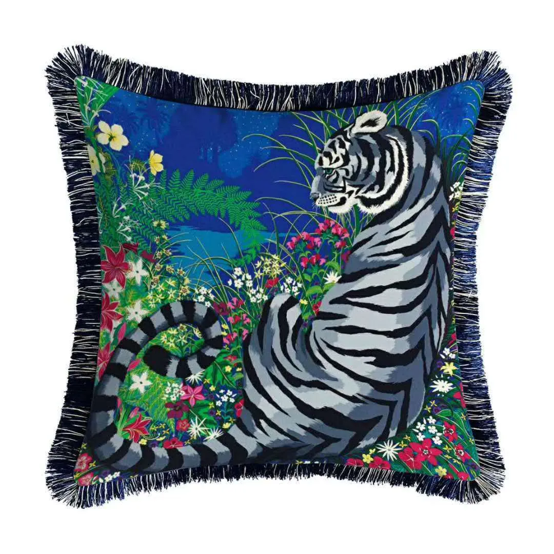 Luxury Double Sided Printing High Grade Decorative Pillow Case Home Art Decor Leopard and Tiger Sofa Tassel Cushion Covers 2023070931