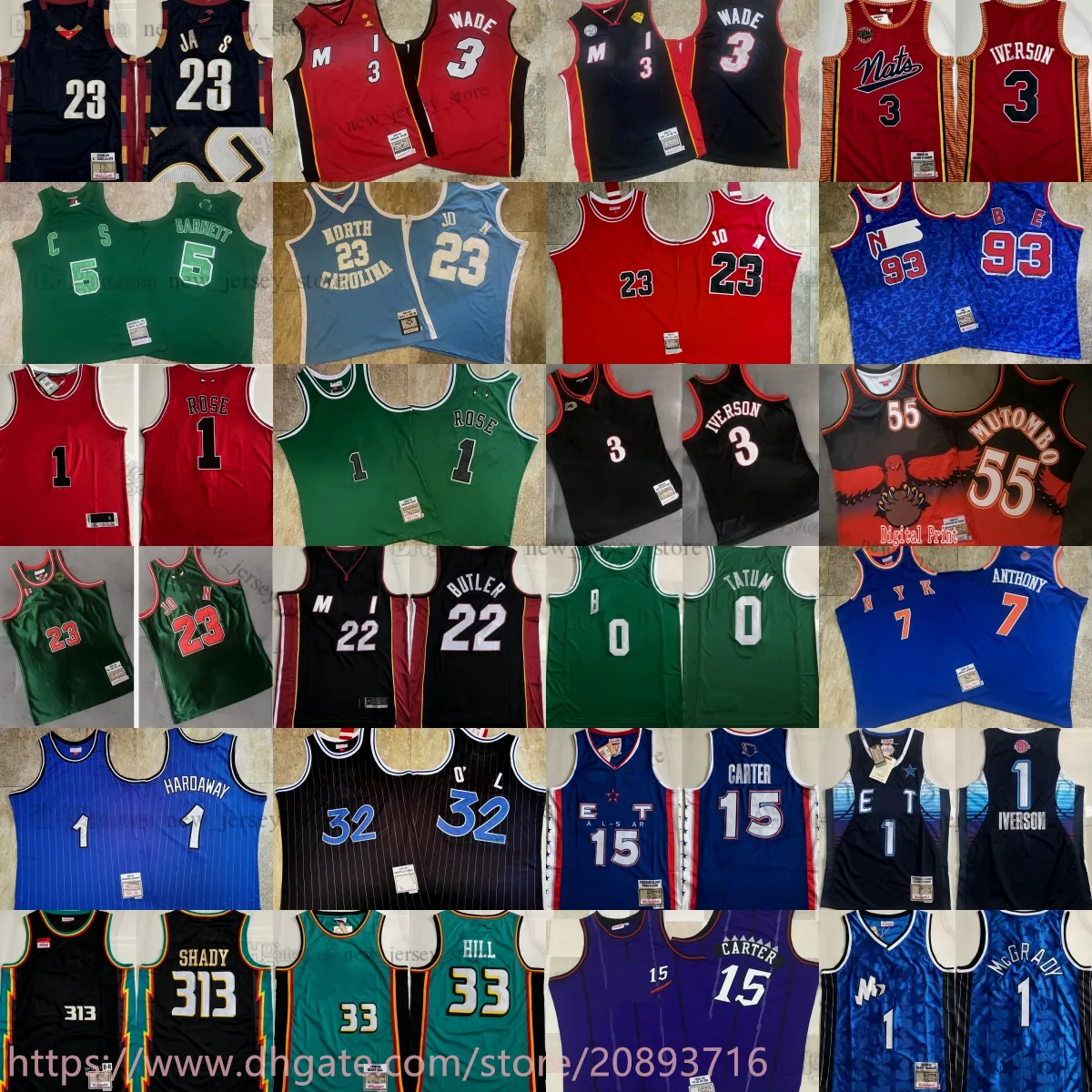 Autentisk dubbel broderad klassisk retro östlig basket 33 Grant Hill Jersey Carmelo Anthony Scottie Pippen Giannis Mutombo Antetokounmpo McGrady