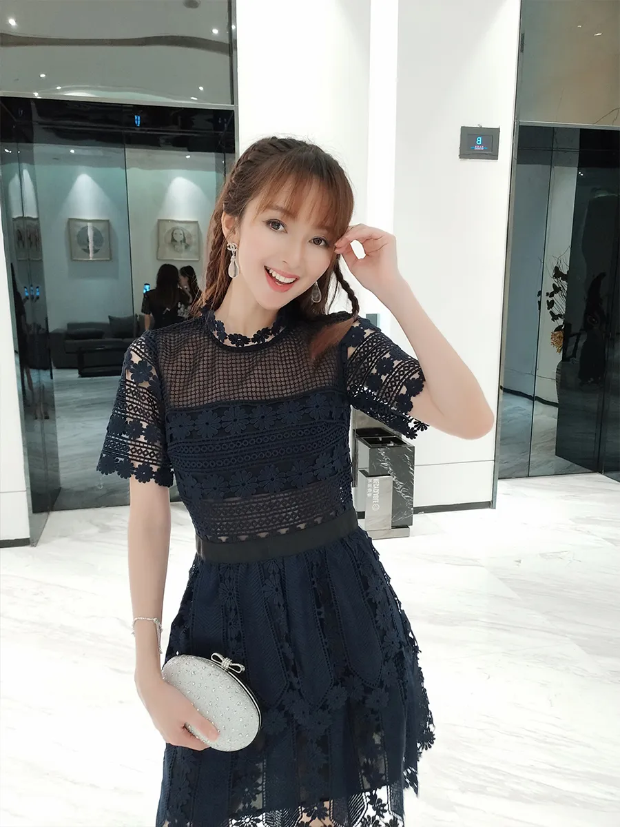 Nuovo S-elf Portrait Lace Slim Fit Slim Dress A-line Dress Celebrity Banquet Holiday Dress Dress