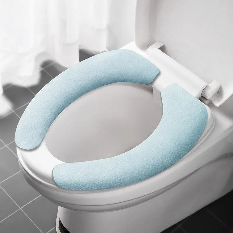 Toilet Seat Covers 1 Pair Warmer Mat Washable Cushion Sticker Crop Tiolet Cover For Winter Fall Bathroom Closestool