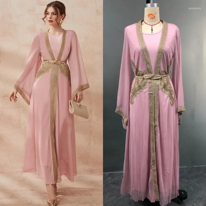 Etniska kläder Mellanöstern Kläder Kvinnor 2 ST Muslimska Islamiska Turkiet Abaya Kaftan Elegant festklänning Vestidos