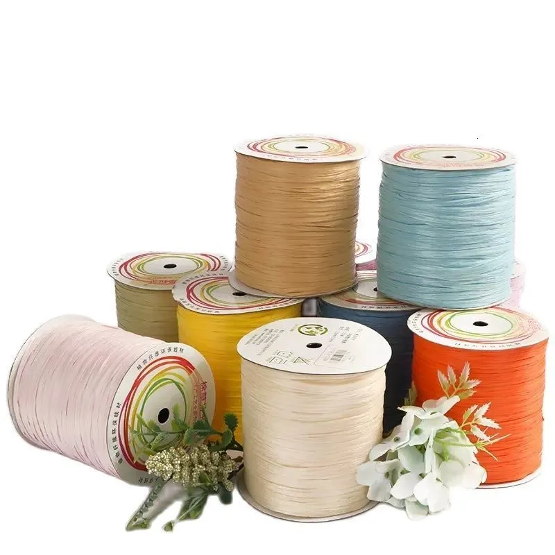 Stof en Naaien Raffia Stro Garen 250Y/Roll Biologische Plantaardige Vezel Touw Voor Hand Gehaakte Zomer Hoeden Tassen Diy Geschenken Bloemen Inpakmateriaal 230707