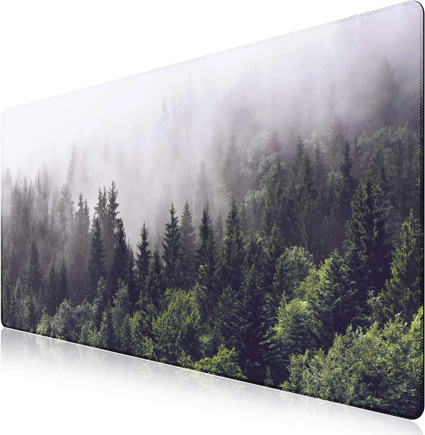 Extended Mouse Pad 35.4x15.7 in Large 3mm Non-Slip Rubber Base Mousepad with Stitched Edges Waterproof Desk Pad- Forest