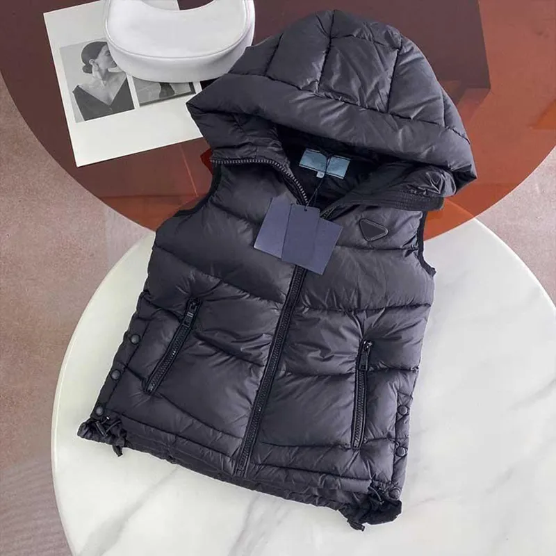 Womens Vests Jackets Fashion Short Hooded Vest Long Style Slim Top Zipper Outwear Windbreaker Pocket Outsize Lady Warm Coats S-L