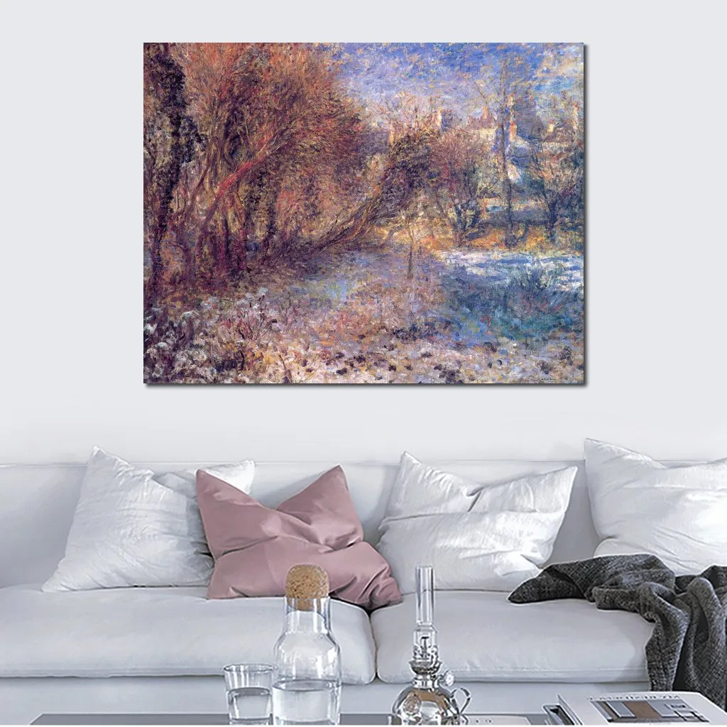 Modern landschap canvas muur kunst landschap met sneeuw Pierre Auguste Renoir schilderijen handgemaakte hoge kwaliteit