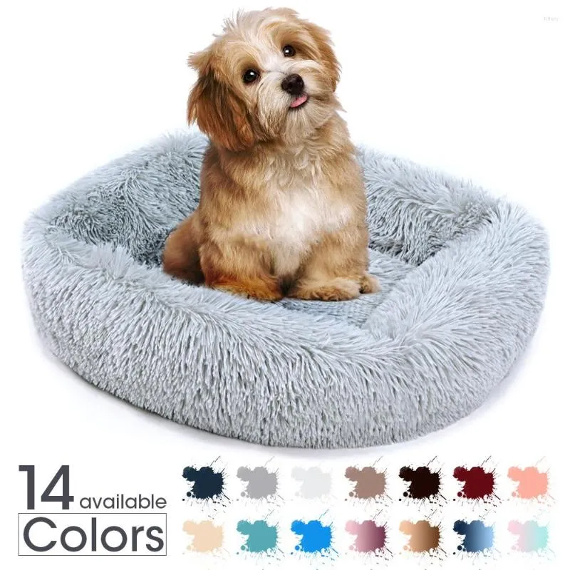 Chenils Carré Chien Lit Maison Chat Tapis Hiver Chaud Dormir Chiens Chiot Nid Doux Long En Peluche Coussin Pour Animaux De Compagnie Portable Pour Animaux De Compagnie Chats Panier