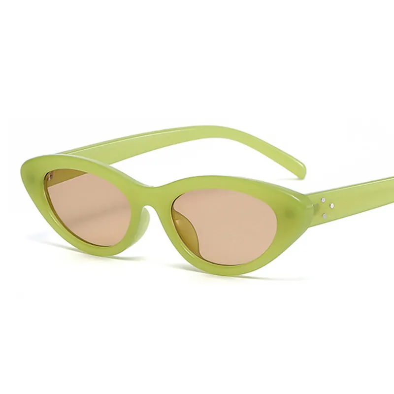 Óculos de sol vintage olho de gato feminino moda marca designer feminino óculos de sol doces cores retrô armação pequena óculos de sol