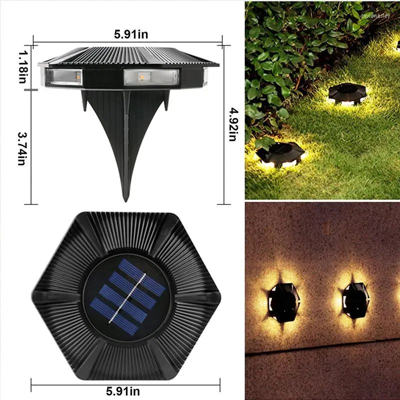 Solar Hexagonal 6LED Begravd Lampa Innergård Trädgård Vattentät Villa Golvljus Dekorativt Landskap Steg