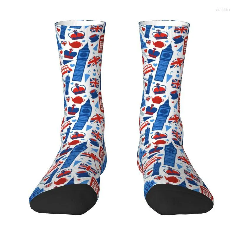 Men's Socks Kawaii British London City Symbols Men Women Warm 3D Printed Red Bus Telephone Booth Big Ben Sports Basketball Crew