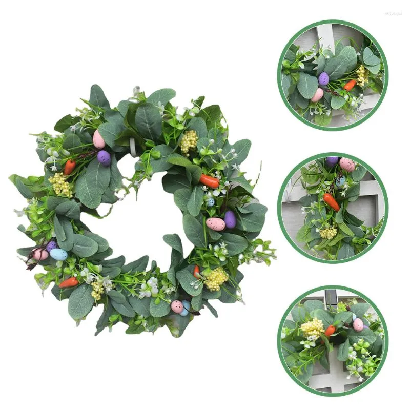 Decorative Flowers Easter Wreath Door Wall Festival Decor Egg Hanging Front Ornaments Garland Supplies