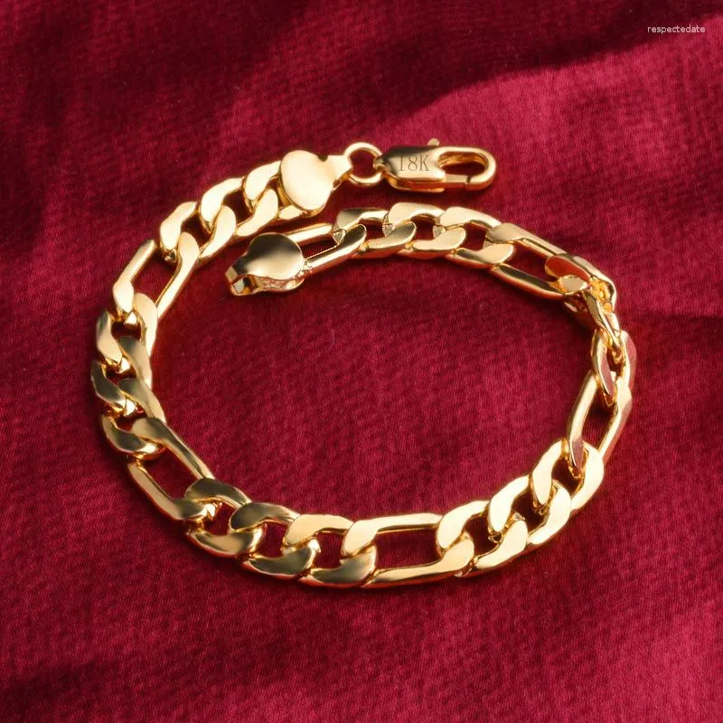 Braccialetti di collegamento oro 18 carati 925 timbro argento colore per donna uomo classico 8 mm geometria catena moda festa regalo di natale gioielleria raffinata