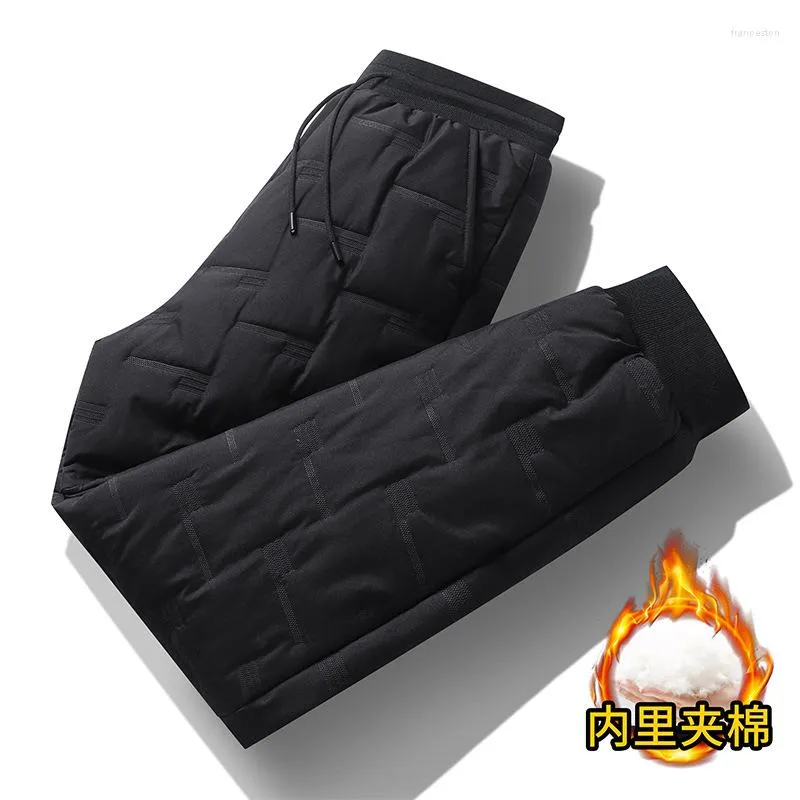 Męskie spodnie 2023 jesienna i zimowa czarna moda Plus bawełna zagęszczona ciepła duża rozmiar dorywczo luźna wygodna M-5XL