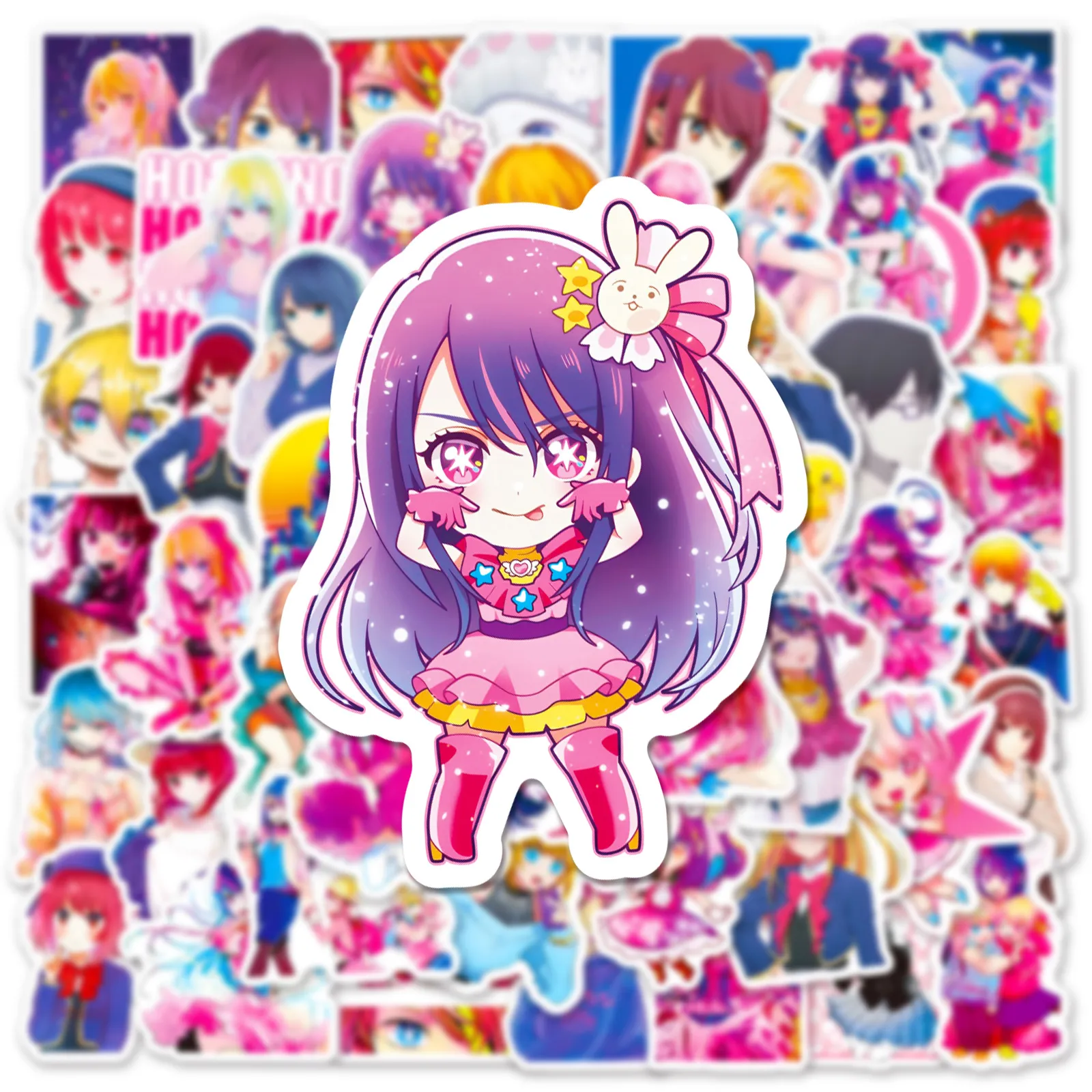 Lot De 50 Autocollants Graffiti Hoshino Ai - PVC Imperméable - Taille 2-3 Pouces (5-7 Cm) - Pour Tablette, Skateboard, Casque, Décoration