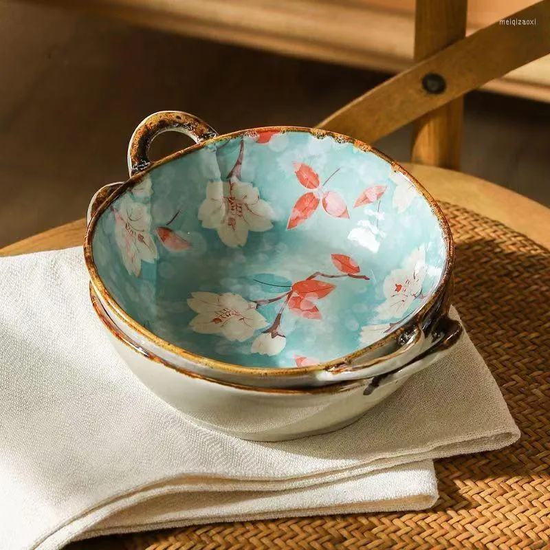 Миски коровь домохозяйственная чаша керамический суп с ручкой салат из пасты кухонная посуда Микроволновая печь Бак программна