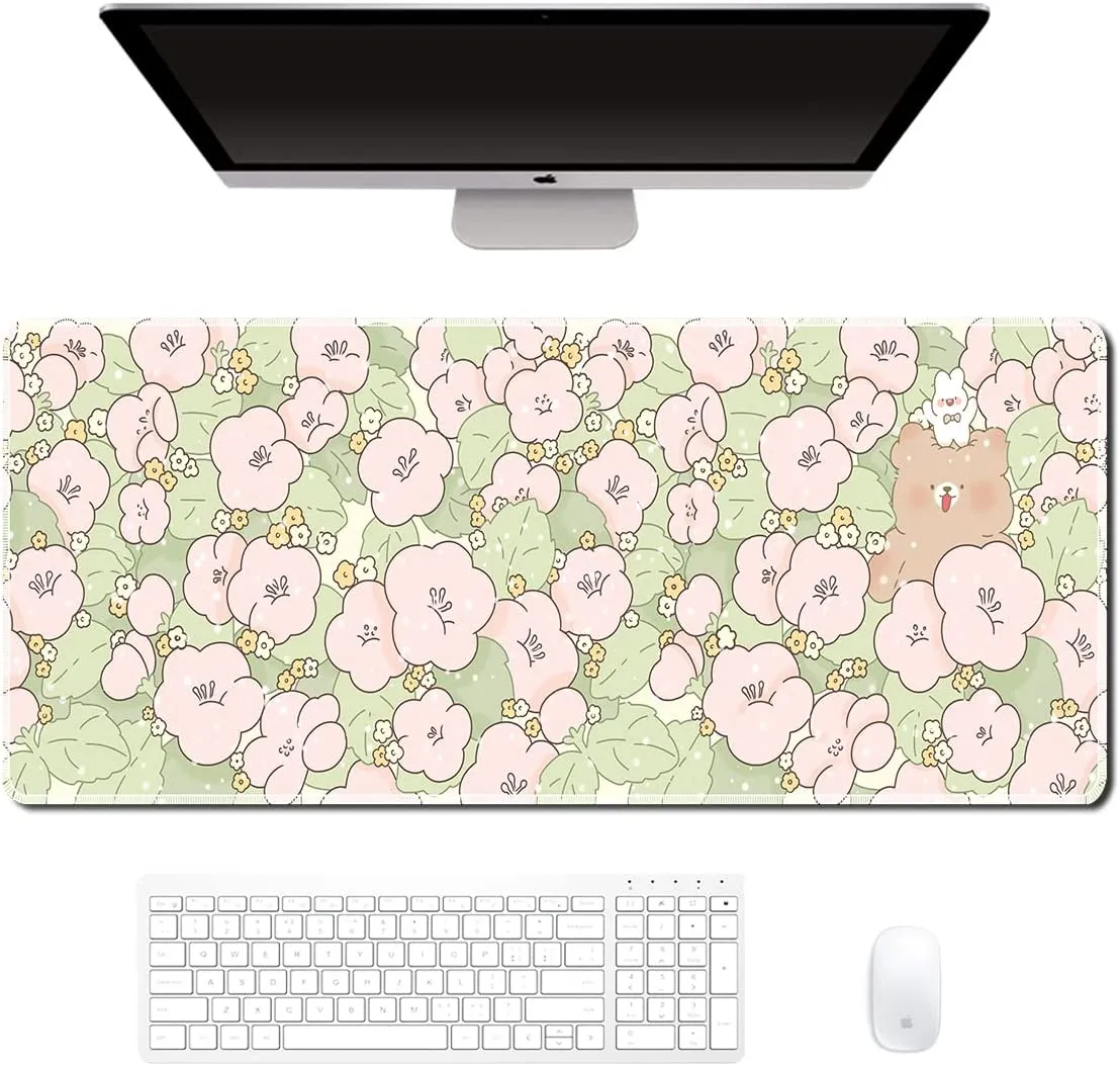 Cute Computer Desk Mat for Keyboard Large Mouse Pad Kawaii Aesthetic Desk Decor Accessories= XL Extended Anime Non Slip Pad