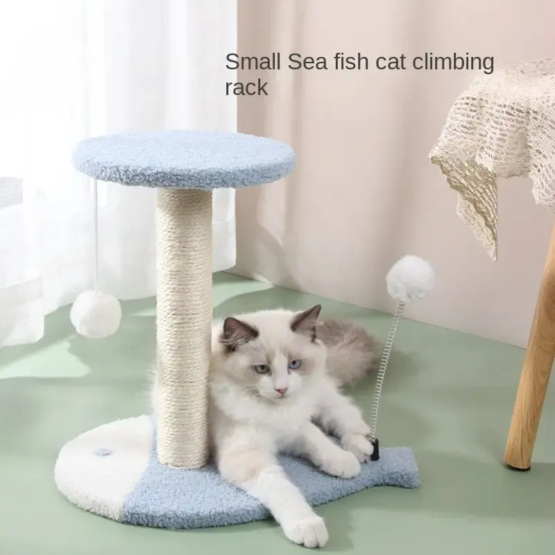 Cat Scalbing Tree Cat Scratcher com bola pendurada, gatos arranhando pós -salto Tower Cat Teaser Toy