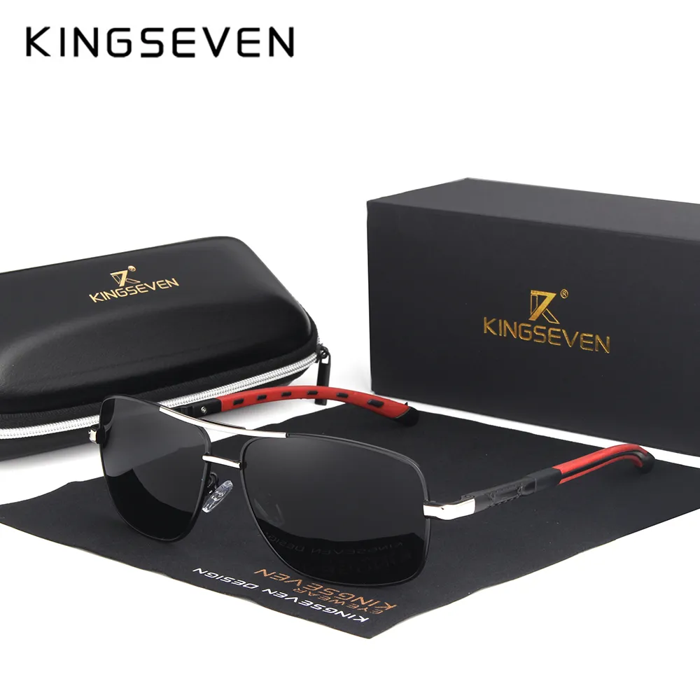 KINGSEVEN 2019 Marca Masculina Óculos de Sol de Alumínio HD Polarizado UV400 Espelho Masculino Óculos de Sol Feminino Para Homens Oculos de sol N724