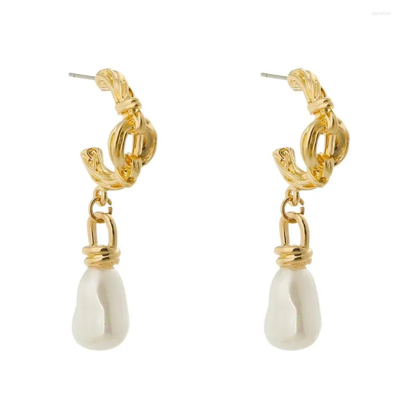 Orecchini pendenti con perle barocche Talismani in argento 925 da donna con ciondoli a forma di orecchini a bottone intagliati con ciondoli bianchi gioielli naturali amuleti cinesi vintage