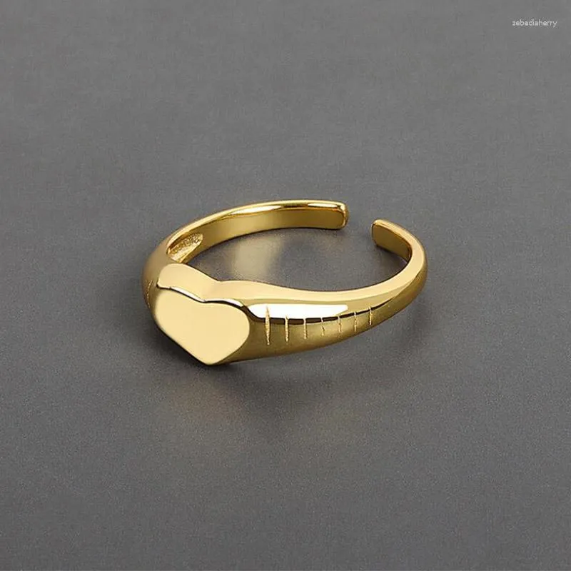 Bröllopsringar eleganta guldfärg hjärtan enkel slät finger för kvinnor älskare mode party fina smycken ring tillbehör