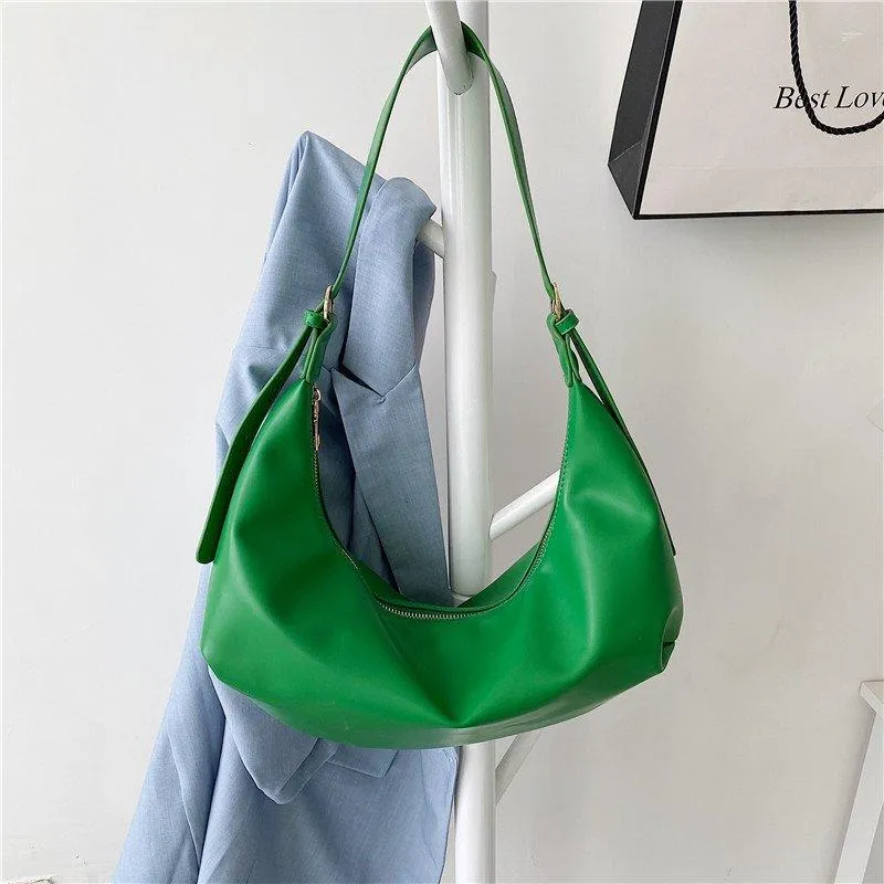 DHgate.com:Green Leather Shoulder Bag - Vintage Hobo