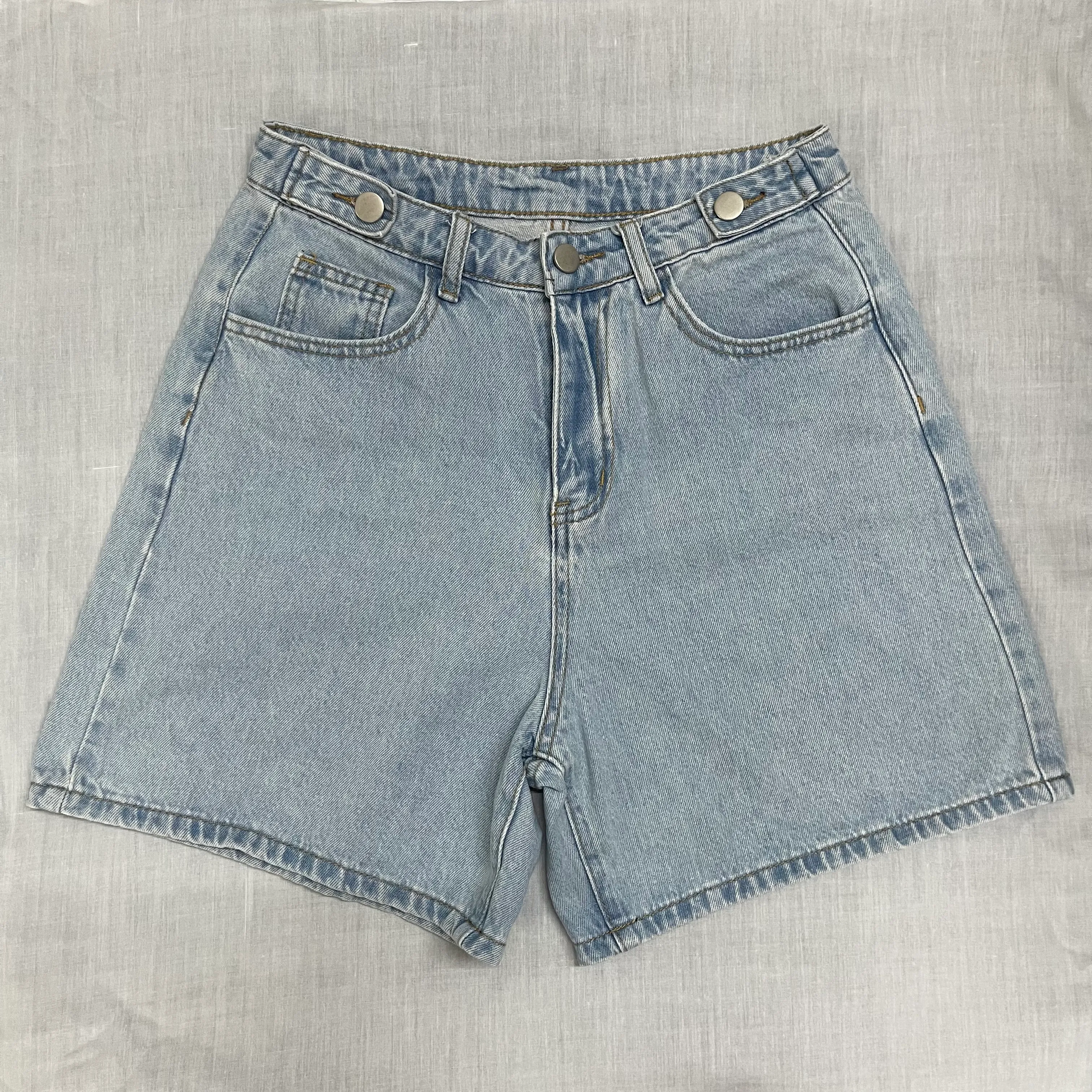 Shorts jeans feminino casual cintura alta shorts largos jeans verão