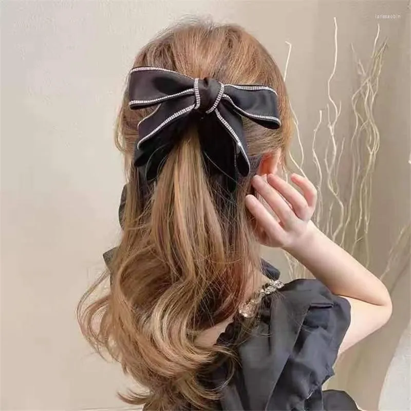 Hair Clips Ribbon Bow Banana Hairclip For Women Elegant Claw Hairpin Barrettes Accessories Solid Color Fashion Headwear