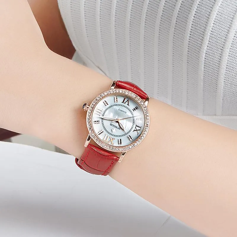 Wristwatches 2023 WWOOR Diamond Watch Women Roman Numerals Lady Wrist Quartz Waterproof Watches