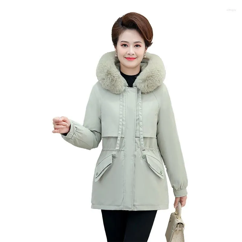 Trenchs pour femmes épaissir peluche doublé mi-long manteau femmes coton rembourré pardessus chaud Parkas fourrure capuche vestes Outwear