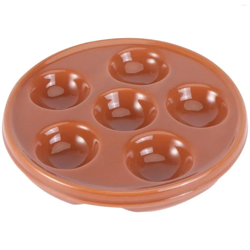 Dinnerware Sets Escargot Dish Ceramic Plates Dinnerware: Snail 6 Holes Tray For Home Kitchen Barbecue Grilling
