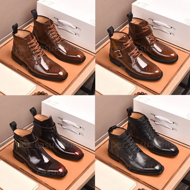 Monogrammed Designer Martin Boots For Men Perfect For Business Office Work Formal Events Weddings And Parties Italy Brand Mens Brown Ankle Boots With Box From Factory Super casualshoes Bulk 110.66 DHg...