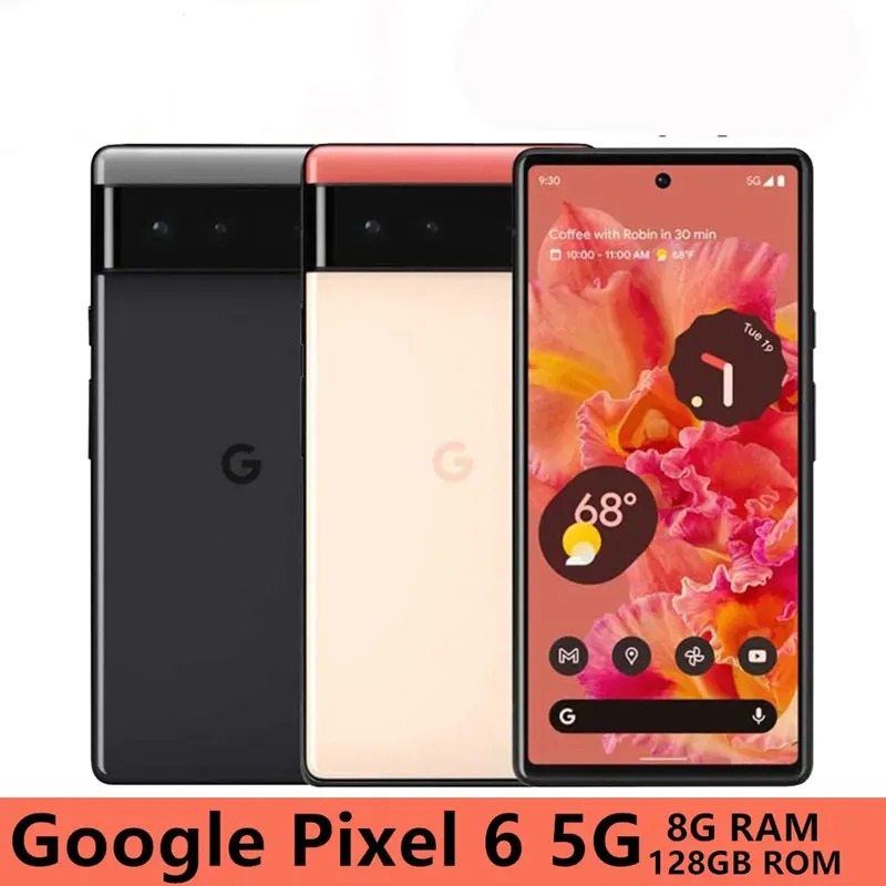 Google Pixel 6 5G 6,4 "8 ГБ оперативной памяти 128GB ROM NFC Google Tensor Octa Core разблокированный оригинальный мобильный мобильный телефон Android смартфон Android