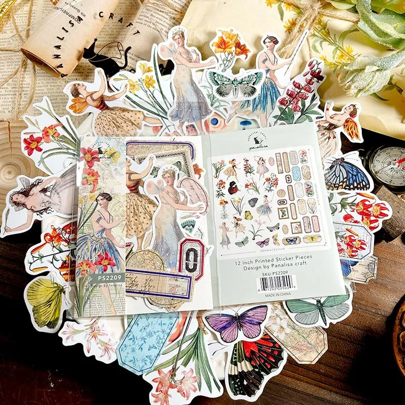 Embalagem de presente KLJUYP Fairy Vintage Stickers Die Cuts Sticker Collection Kit para Scrapbooking Planner/Card Making/Journaling Project 2209