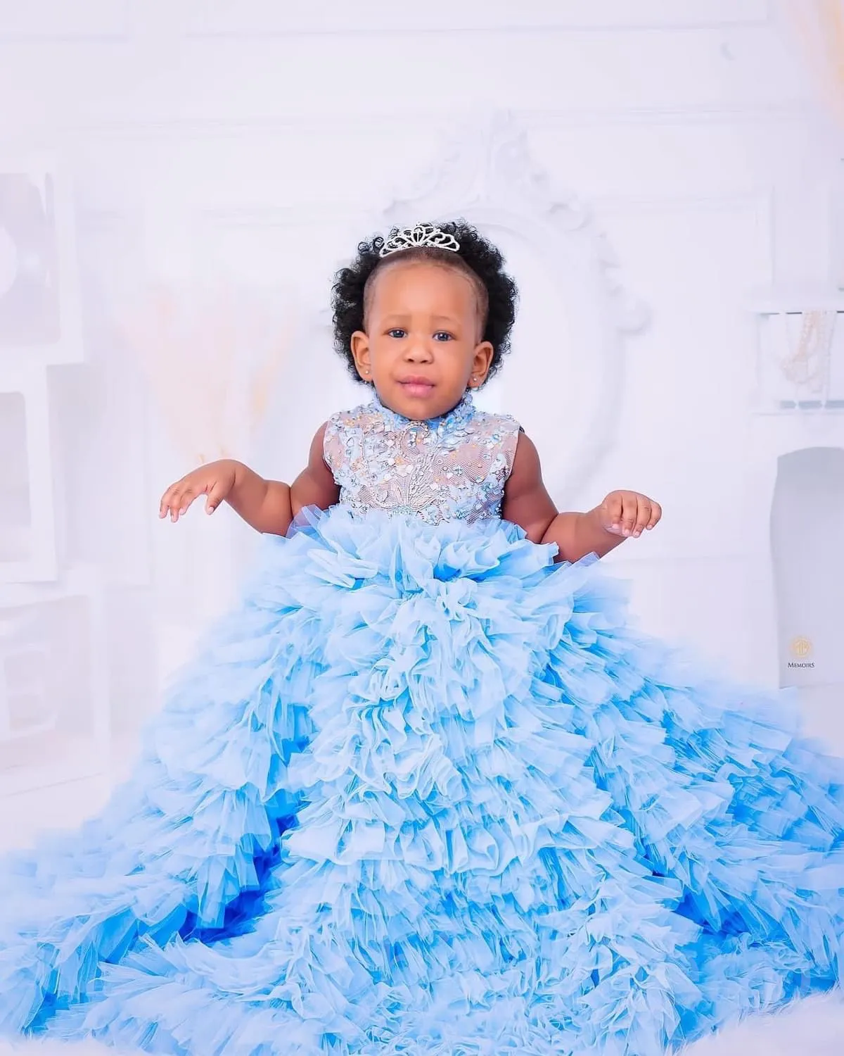 Blue Ball Gown Flower Lace Tulle Dress for Little Girls with Beaded  Embellishment and Jewel Neckline from Dhgate Flower Girls' Dresses - price  181.28