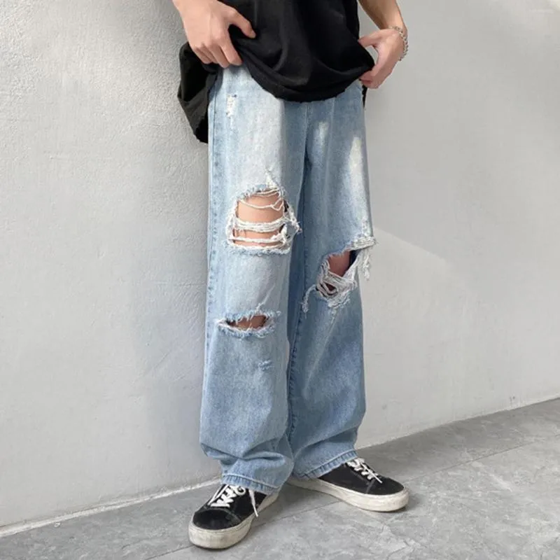 Jeans masculino Calças largas folgadas de tamanho grande na moda de rua