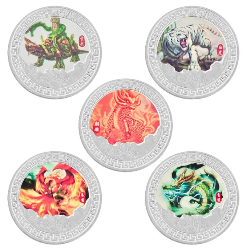 Arts and Crafts Four divine beasts Commemorative coin lucky coins metal handicraft wholesaler