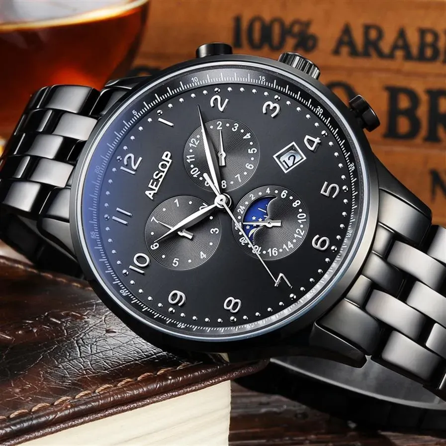 AESOP Automatische Mechanische Uhr Männer Luxus männer Armbanduhren Wasserdichte Armbanduhr Stahl Männliche Uhr Männer Relogio Masculino220e