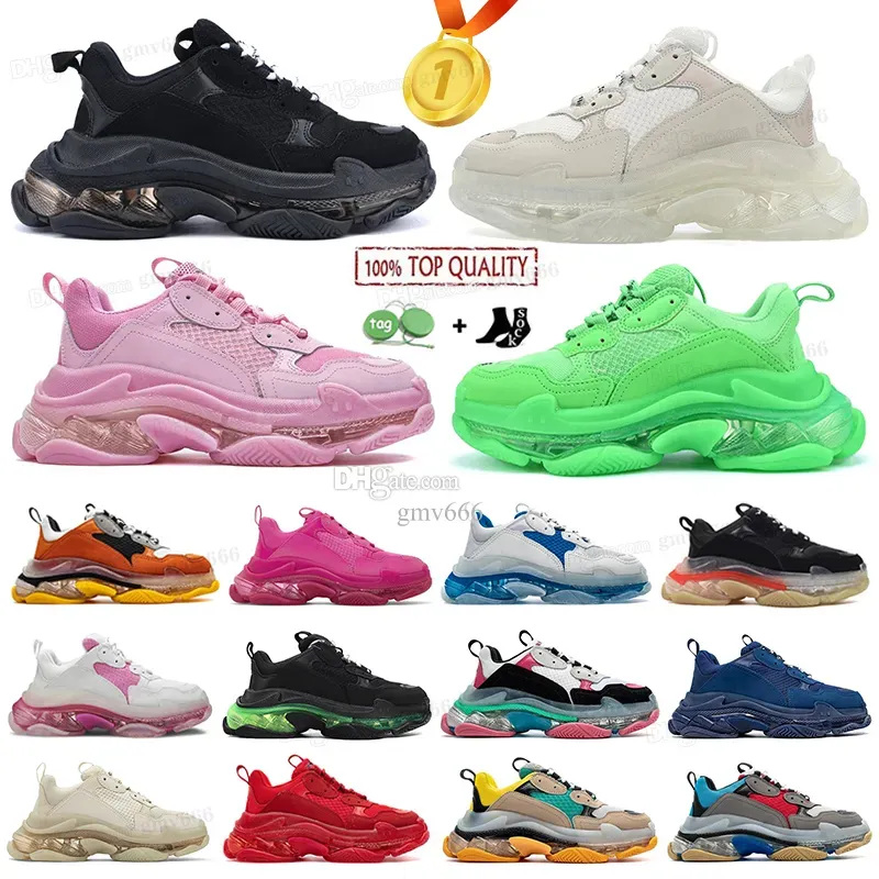 Freizeitschuhe Triple S Männer Frauen Designe Sneakers Dad 17FW Clear Sole Bubble Bottom Plattform Schwarz Weiß Grau Rot Rosa Blau Grün Herren Sport