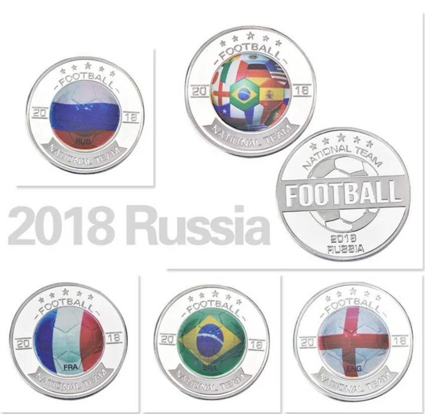 Colección de monedas conmemorativas de fútbol de la Copa Mundial de Artes y Oficios, medallas conmemorativas de artesanías de metal de comercio exterior