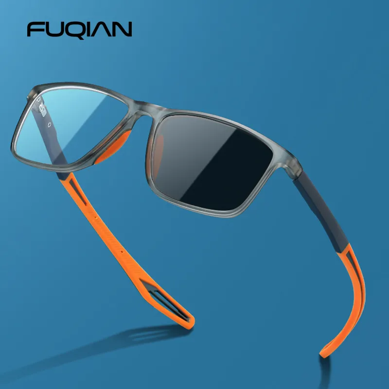 Mode carré lunettes de soleil photochromiques hommes femmes luxe Ultra léger TR90 Anti lumière bleue lunettes de soleil extérieur caméléon nuances