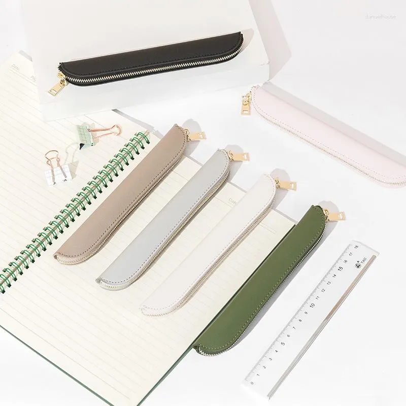 化粧品バッグロング鉛筆ケース防水 Pu レザーギフトタブレットペン保護小さな化粧ブラシポーチ収納に便利 19 センチメートル