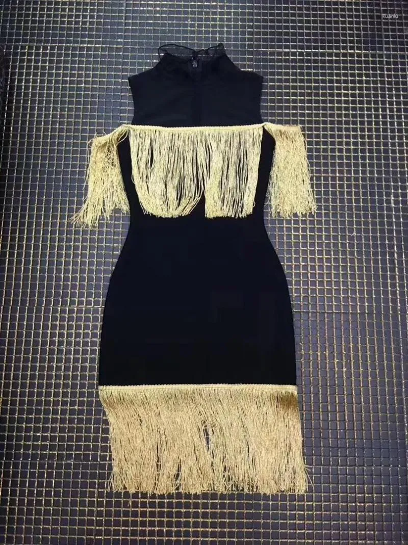 Black Bandage Dress with Gold Tassels for Evening Party and Club Wear from  Dhgate Basic & Casual Dresses - price 48.56