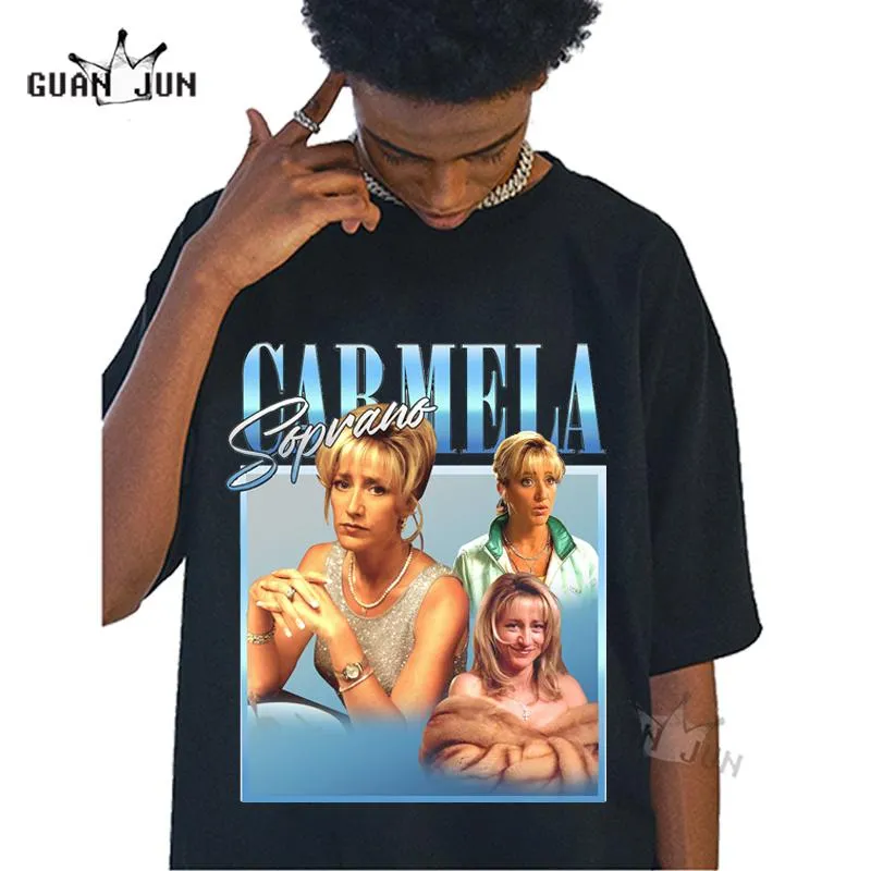 Jeans Carmela Soprano Tshirt Mafia Graphic Printed Tee Men Women Unisex Fall T Shirt American Fashion Haruku Men Tops