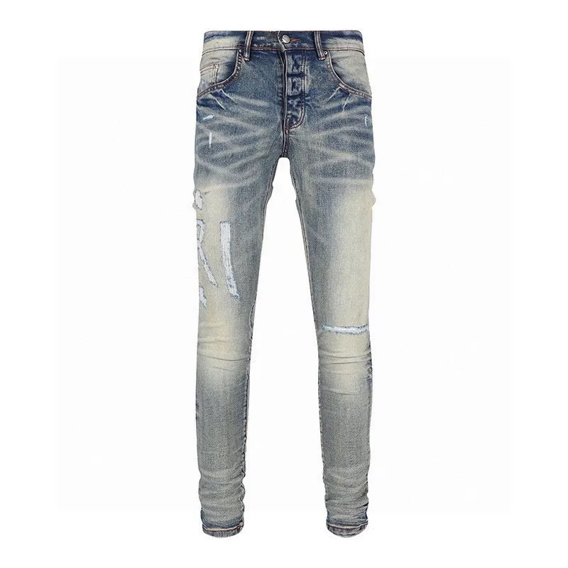 2023 Designer Mens Jeans # 1 Pantalons Ripped High Designer jeans jeans pour hommes pantalons brodés mode trou pantalon top vente pantalon à glissière am ~ ss32