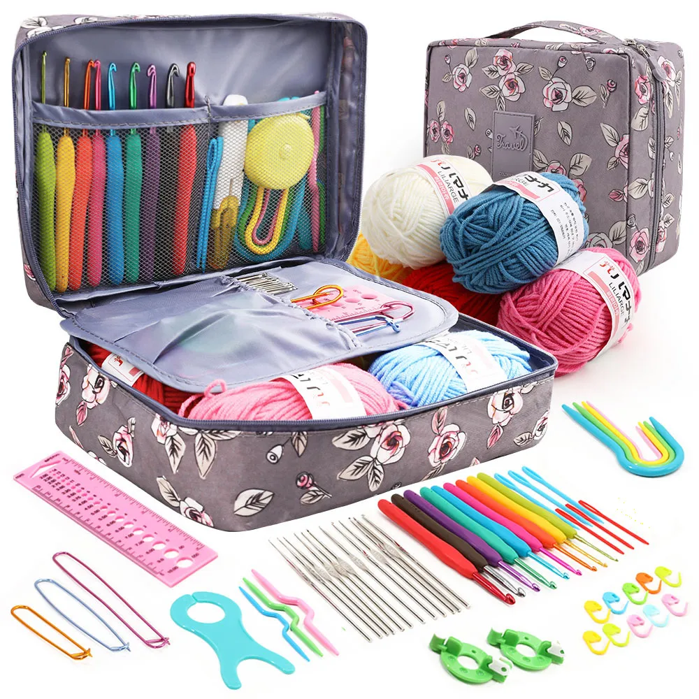 Complete Crochet Kit: Set With Assorted Yarn, 52 Pocket Knitting Needles,  And Travel Toiletry Bag Ideal For Beginners And Professionals From  Moomoo2016_clothes, $38.2