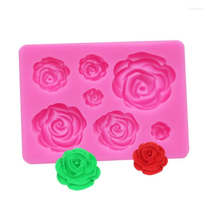 Formas de cozimento 1 peça em forma de flor rosa fudge silicone artesanato ferramenta de decoração de bolo de chocolate pastelaria