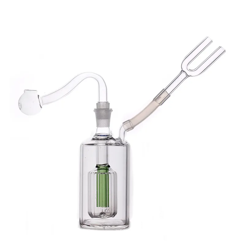 Snuff Snorter Sniffer Smoking Water Pipe 10mm Joint Dab Rig Bong Inline Matrix Percolator Recycler Ash Catcher Bong com Tubo e Mangueira Queimador de Óleo de Vidro Masculino de 10mm