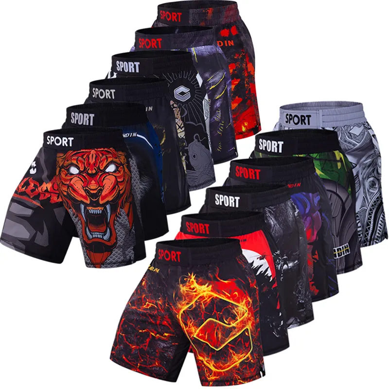 Shorts pour hommes Shorts de boxe MMA Hommes Rashguard Ju jitsu Fight Fierce Fighting Pantalons courts pour hommes Tiger Sanda Kickboxing Muay Thai Shorts 230707