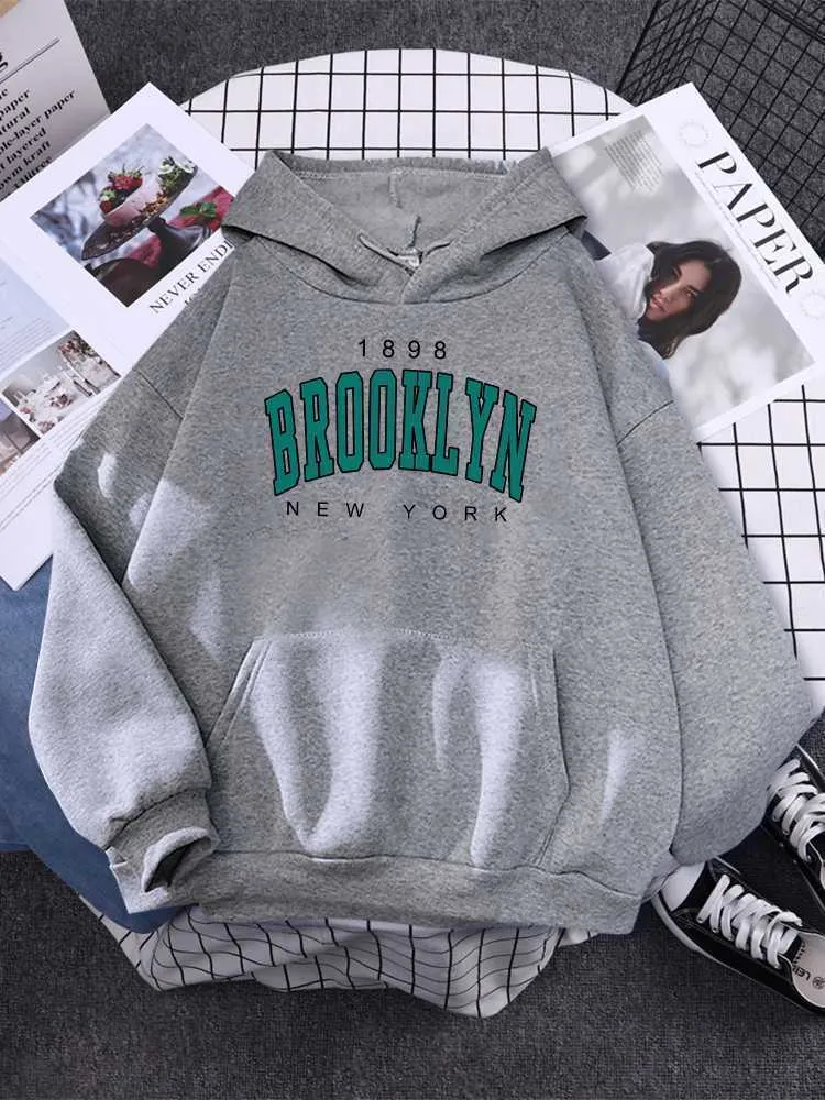Women s Hoodies Sweatshirts Brooklyn 1898 New York Printing Women Long Sleeves O Neck Casual Streetwear Hip Hop Vintage Pullover Autumn Pocket Female