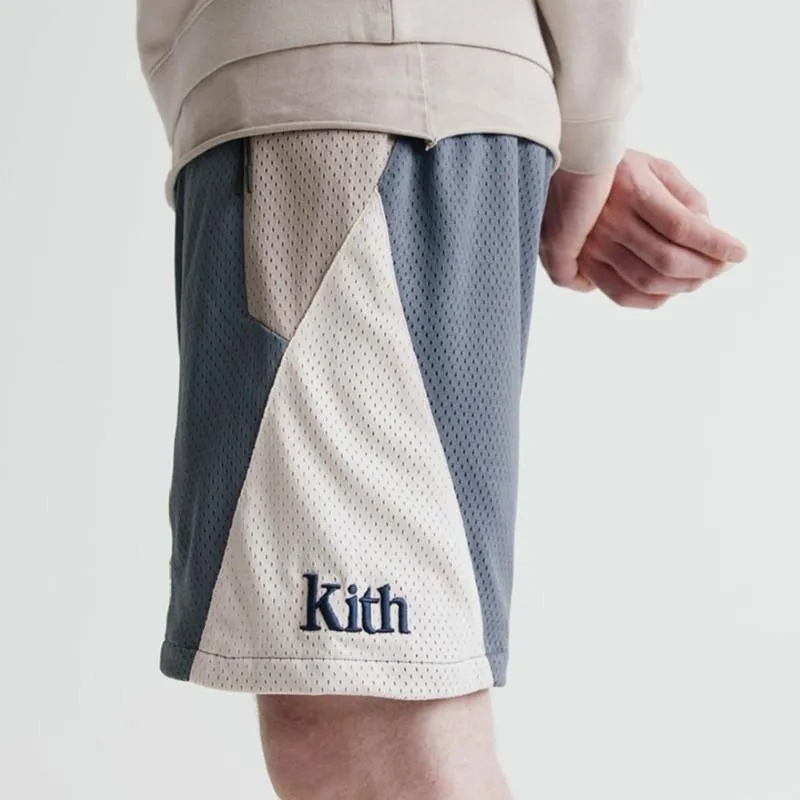 Byxor god kvalitet lapptäcke mesh kith mode svett shorts män 1: 1 kith kvinnor blixtlåsfickor shorts andningsbara byxor